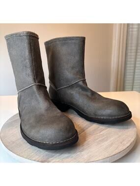 Florentini + Baker Clarance Gray Distressed Suede Mid Boots Men's EU 42 US 12